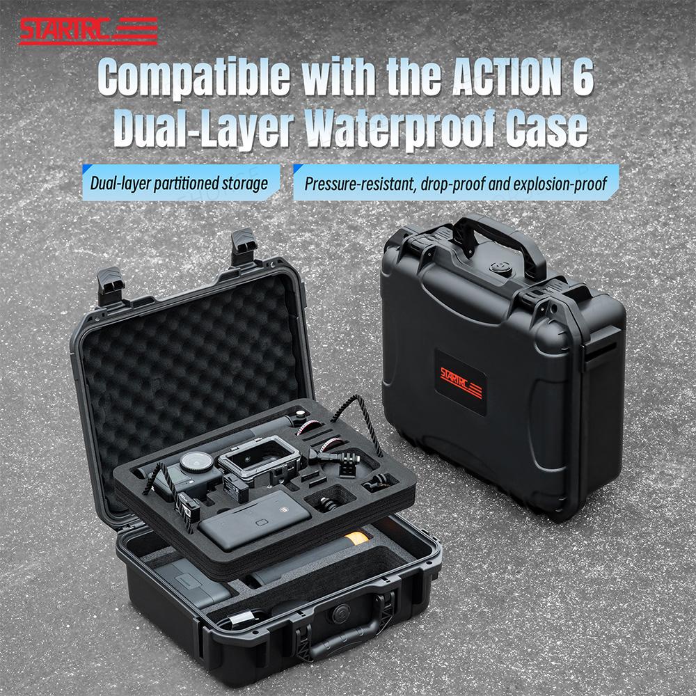 Hard-Shell Waterproof Box For DJI Osmo Action 6/5/4/3 Bag Large-Capacity Storage Case For DJI Osmo Action 6 Camera Accessories
