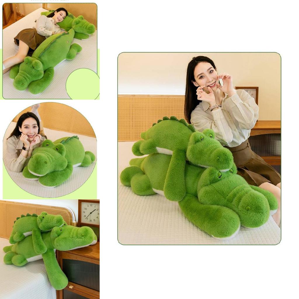 Adorable Green Crocodile Plush Pillow Soft Animal Toy For Kids Creative Gift Idea