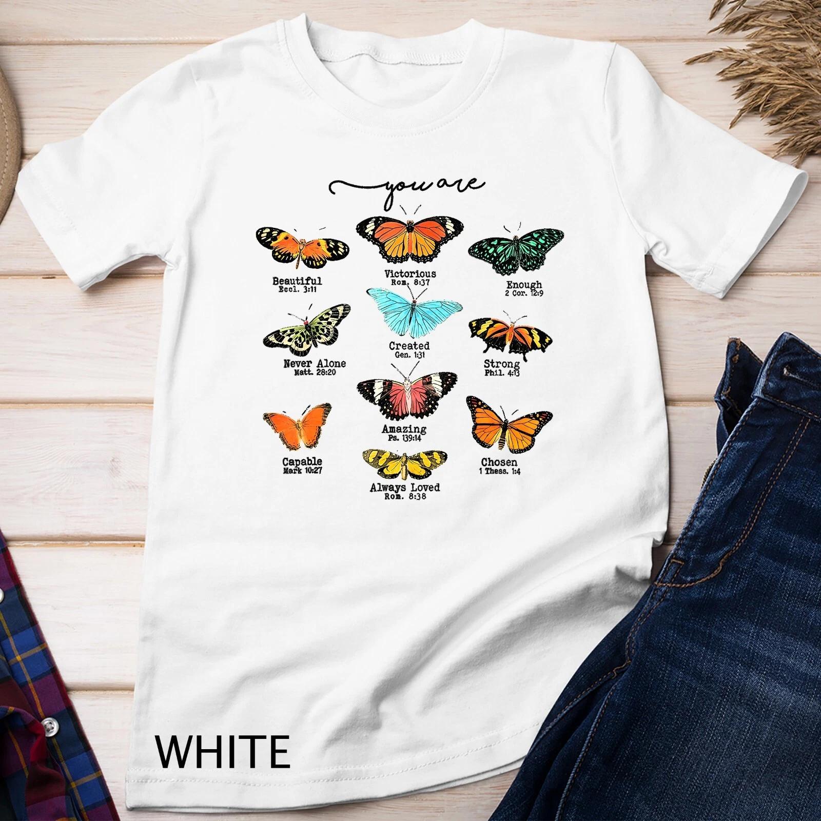 You Are Beautiful Bible Verse Religious Christian Butterfly Unisex T-shirt L