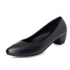 Women Cute Round Toe Black Light Weight Patent Leather Spring Slip On Square Heel Shoes Lady Casual Daily Shoes Ba424