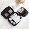 1pc Waterproof Black Travel Makeup Bag – Portable Cosmetic Organizer with Mesh Pockets & Zippered Compartments for Brushes, Makeup Travel Bag
