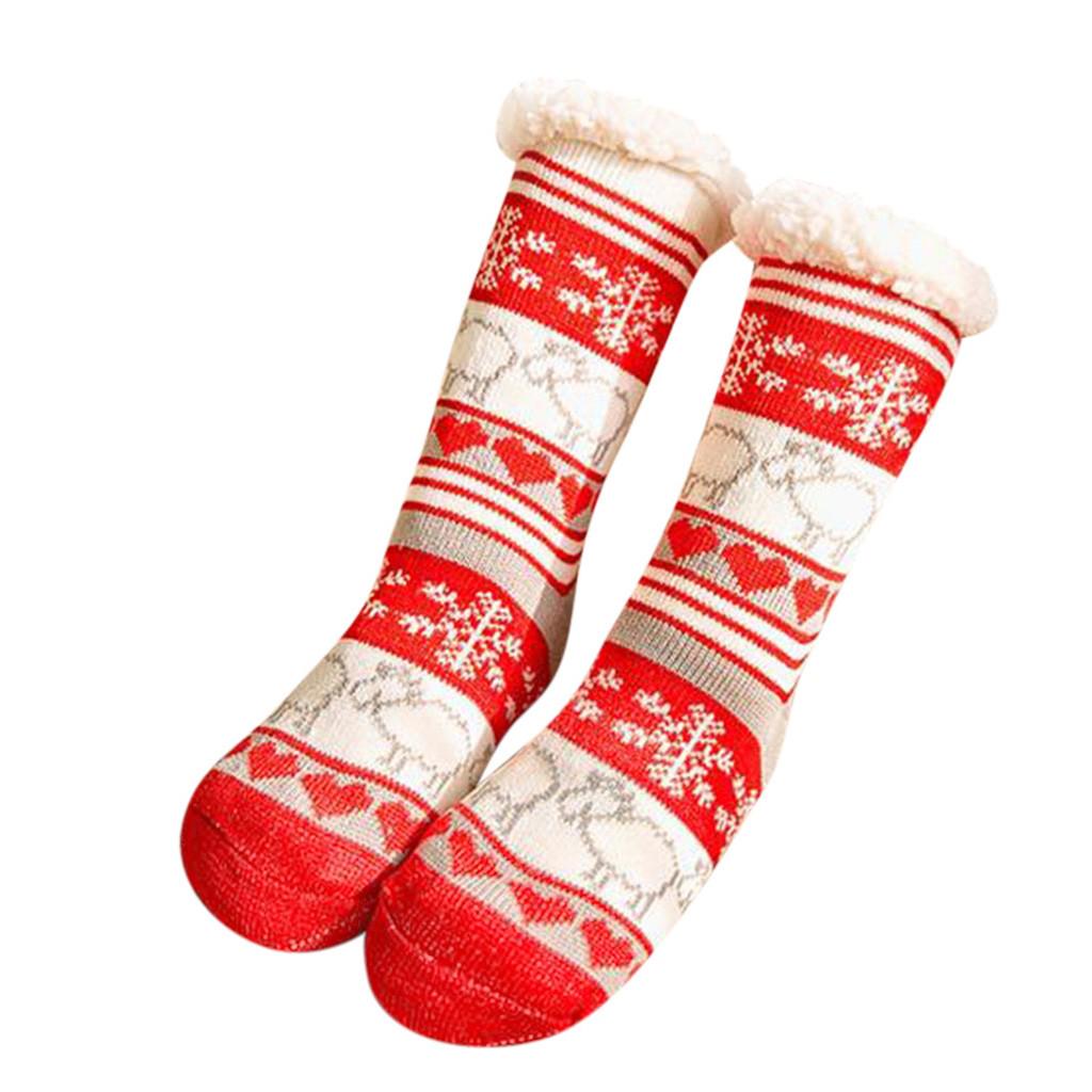 Christmas Women Cotton Socks Print Thicker Anti-slip Floor Socks Carpet Socks
