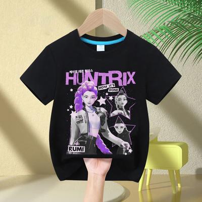 2025 KPop Demon Hunters Rumi Zoey Mira Neck Cartoon Boys Tee Kids Girls T-shirt Print Fashion Casual Tops Casual Girl Clothes
