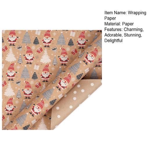 Christmas Wrapping Paper Vintage Thick Brown Holiday Gift Wrap with Christmas Tree Truck Snowflake