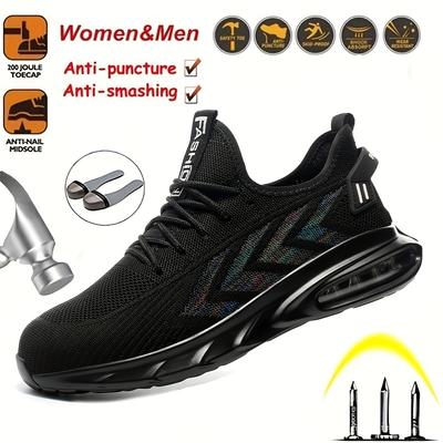 Lightweight Men Safety Shoes Air Cushion Work Boots Steel Toe Cap Protective Shoes Puncture-Proof Non-slip Security Boots Male