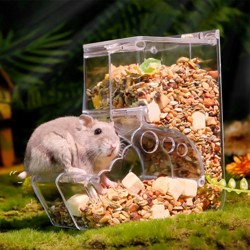 Image showcasing Satın alın Pet Clear Automatic Feeder Food Dispenser Food Bowl Container For Hamster Chinchilla ...