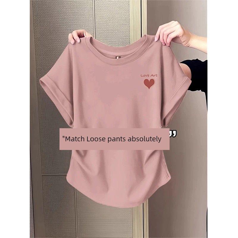 

150kg Plus Size Women s Clothing 2026 Summer New Pure Cotton Waist-Cinching Short-Sleeve T-Shirt for Fat Women 200 Loose Pleated Top Lotus Root Pink (Love) 5XL