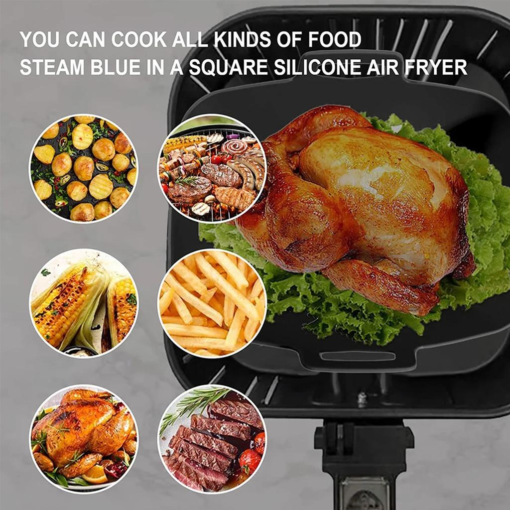 2Pcs Air Fryer Silicone Liner for Ninja Dual Air Fryer Accessories Reusable Baking Pan Basket Oven Pot Liner Kitchen Accessories