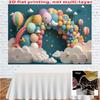 2D Dreamy Balloon Background, Pastel Balloon Arch & Clouds Themed Party Backdrop