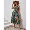 Women's Summer Suspender Printed Casual Half-body Skirt Two Piece Set