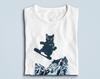 Cat Snowboard Shirt, Snowboard Gift, Stencil Style Cat Snow Ski Tshirt, Funny Snowboarding T Shirt, Skiing Cat Fans, Outdoor Winter Sports