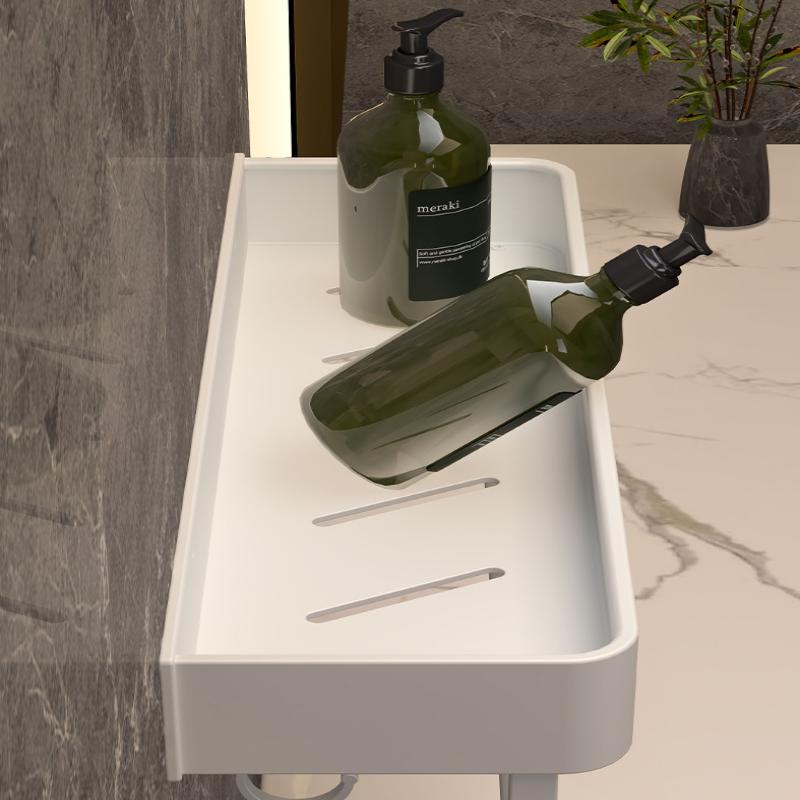 Bathroom Multifunctional Storage Rack, Space Aluminum Anti Rust Wall Mounted Storage Rack Single-Layer