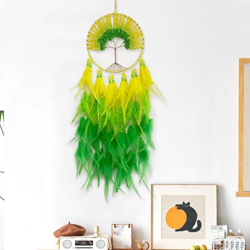 Dream Catcher Hand-woven Crystal Wind Chime Hanging Ornaments For Living Room Bedroom Creative Festival Holiday Gifts Home Decor