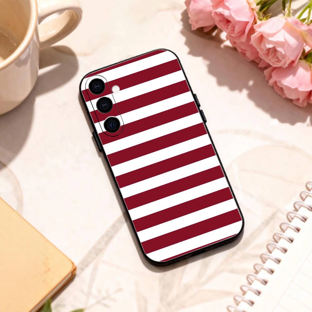B-Burgundy White Stripe    phone Case For Samsung Galaxy A73,A72,A71,A70,A53,A52,A51,Others Soft Black Shell