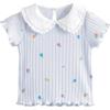 MARC&JANIE Girl's All-over Floral Peter Pan Collar Short Sleeve T-Shirt