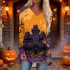 Women's Casual Long Sleeve V-Neck Print Mid-Length Tunic Top
