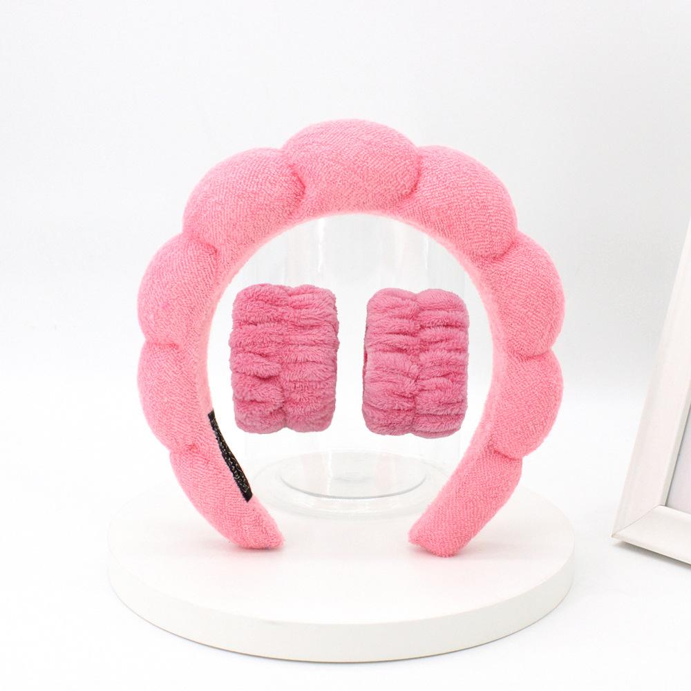 3Pcs Coral Fleece Washing Wristbands Terry Cloth Puffy Headband Spa Sponge Headband for Washing Face Makeup Shower Skincare
