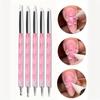 5Pcs 2 Way Silicone Acrylic Nail Brushes Dual-Ended Carving Dotting Tips for UV Gel Stainless Steel Dotting Pens Painting Tools