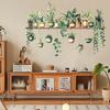 Potted Green Plant Shelf Wall Decal Tropical Plants Green Leaves Wall Stickers Removable Wall Art Murals for Living Room Bedroom Kitchen Office