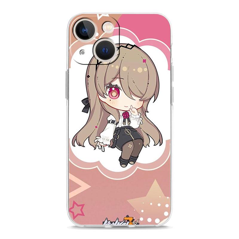 Luxus Hülle für iPhone 15 14 13 12 11 Pro Max X Xs XR 7 8 Plus Bumper Handyhüllen Klare TPU Hülle Niedlich Honkai Impact 3rd Spiel