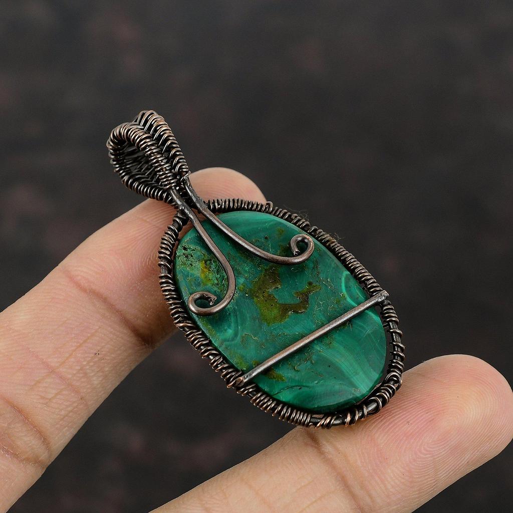 Tree Of Life Malachite Pendant Copper Wire Wrapped Pendant Tree Of Life Jewelry For Gift Handmade Gemstone Pendant Wonderful Copper Jewelry