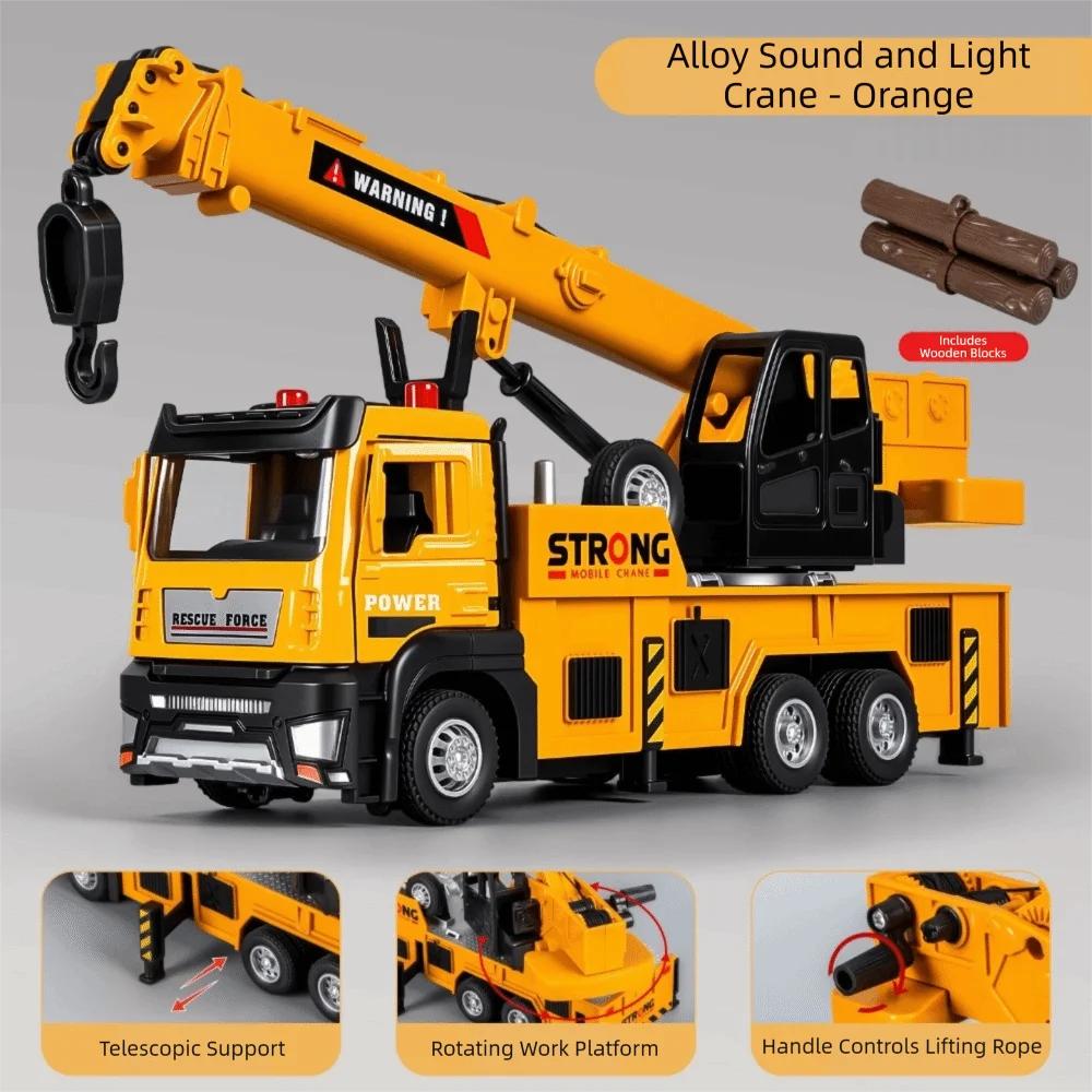 Mixer Models Alloy Crane Rescue Vehicle Sounds Lights Large Size Construction Trucks Electric Inertia Toy Diecast Set