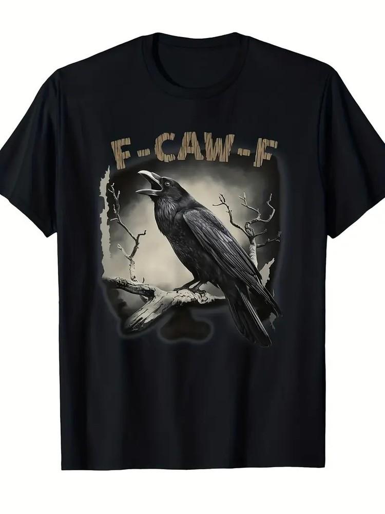 

Men s Heavyweight 220gsm Funny Crow T-Shirt - F-CAW-F Laugh-Out-Loud Bird Graphi M