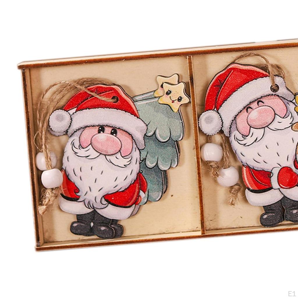 9 Pieces Christmas Wooden Hanging Ornaments Decoration with Holes Pendant Craft for Wall