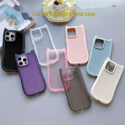 Funda para teléfono Apple 16 Pro Max con orejas de gato - TPU suave, cubierta transparente para 15, 14, 13, 12, 11