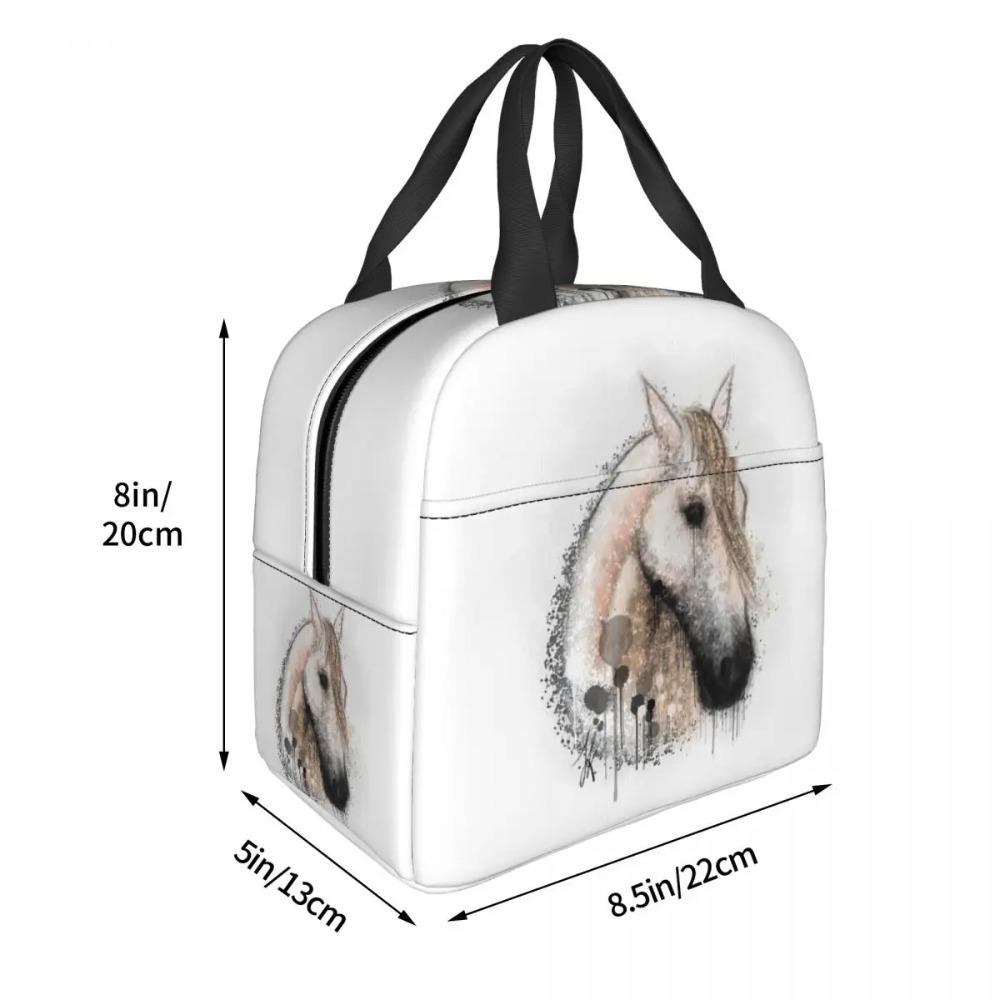 Horse Portrait, HG Gray Insulated Lunch Bag for Women Office Cooler Thermal Food Box Tote Portable Lunch Boxes Container