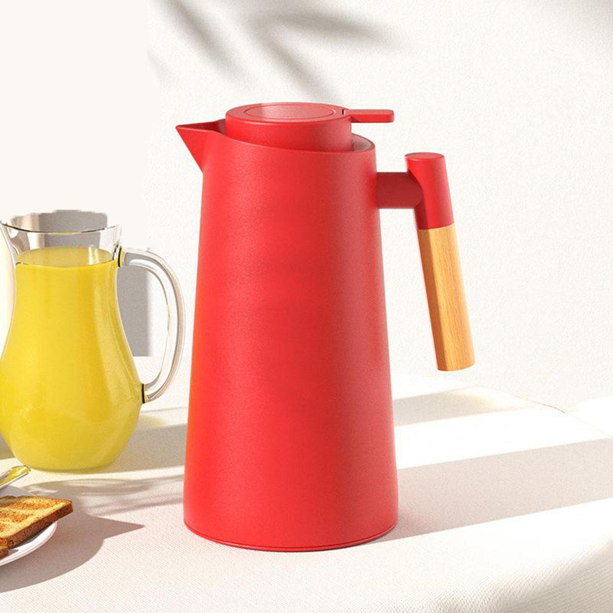 

Новый скандинавский бытовой изоляционный горшок с деревянной ручкой, стеклянный вкладыш, чайник, кофейник большой емкости, подарочная чашка, бутылка для воды красный