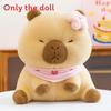 Cute Cherry Blossom Orange Capybara With Scarf Cartoon Animal Doll Plush
