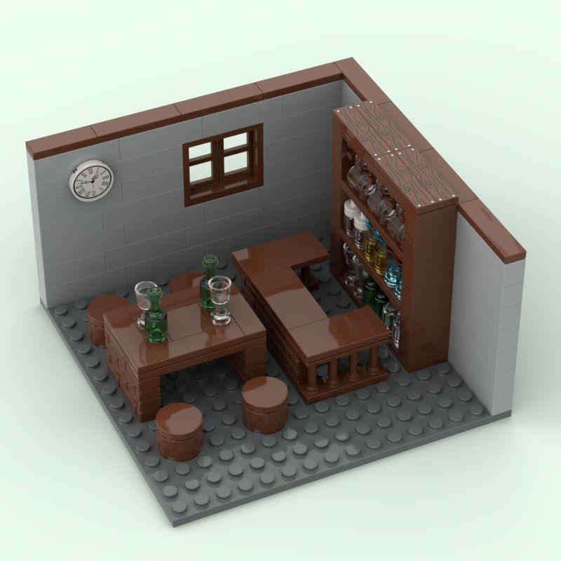 Street View Corner Room Bar Kitchen Scene Diy Assembly Holiday Gift Ornament Building Block