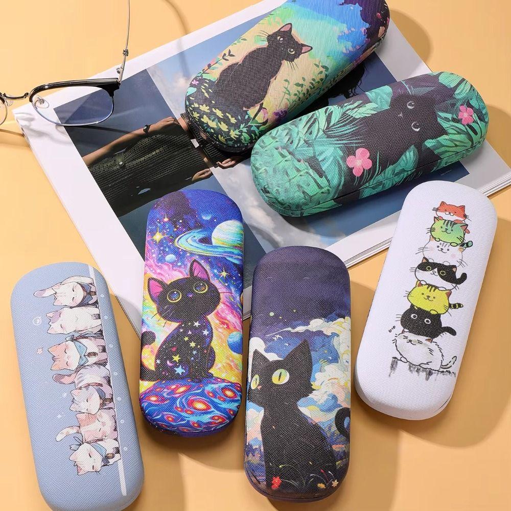 Portable Glasses Case Anti-Pressure Sunglass Storage Box New Cat Print Eyeglass Case
