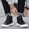 Fashion Fashion Men's Casual Leather High Top Shoes Simple Male Ankle Boots Lace-up Ventilate Motorcycle Boots Leisure Walk Basic Shoes