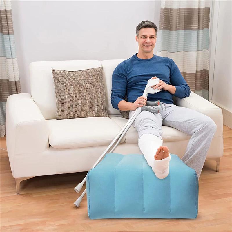 Inflatable PVC Flocked Leg and Backrest Pillow for Knee Relaxation and Fatigue Relief 60x50x25 cm светло-серый