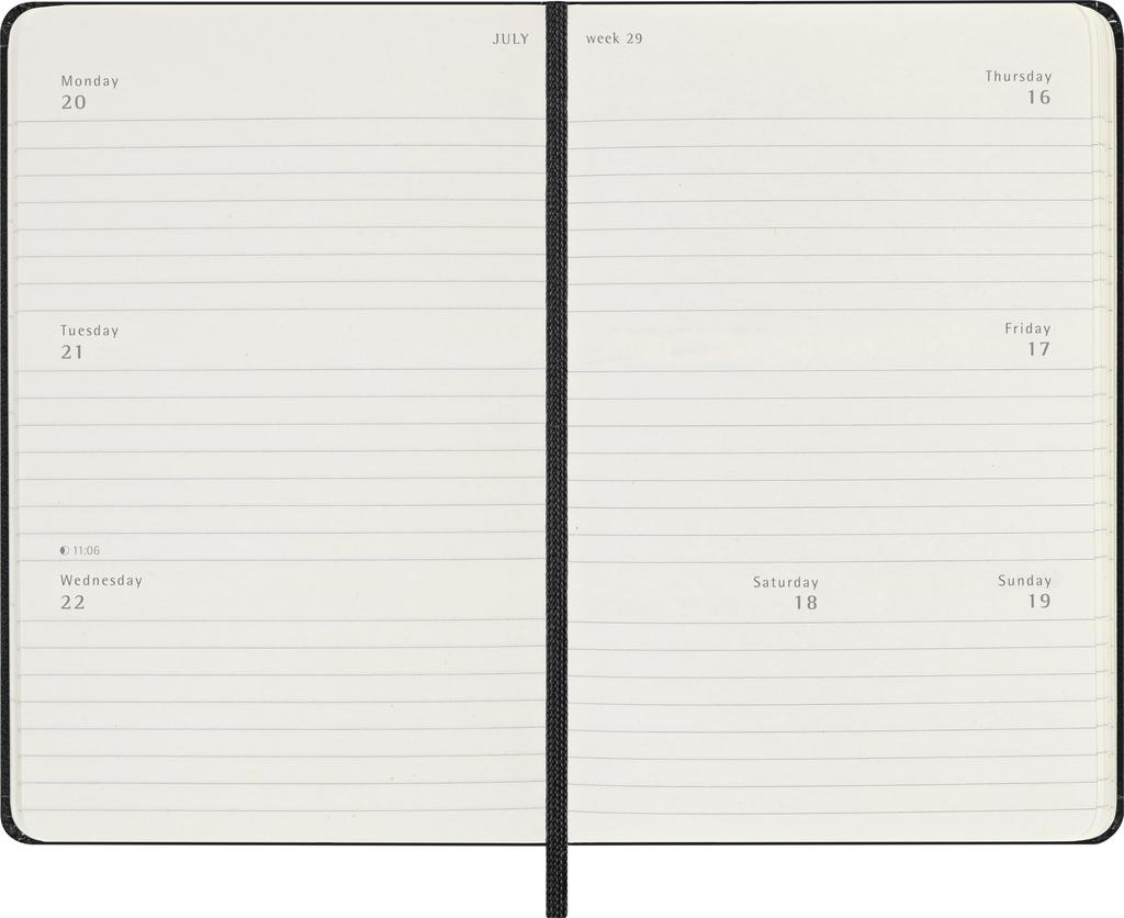 Moleskine 2026 Weekly July 18 Horizontal x Black DHB18WH2Y27 Diary, Start, Months, (Pocket Size) (9cm 14cm), Hardcover,