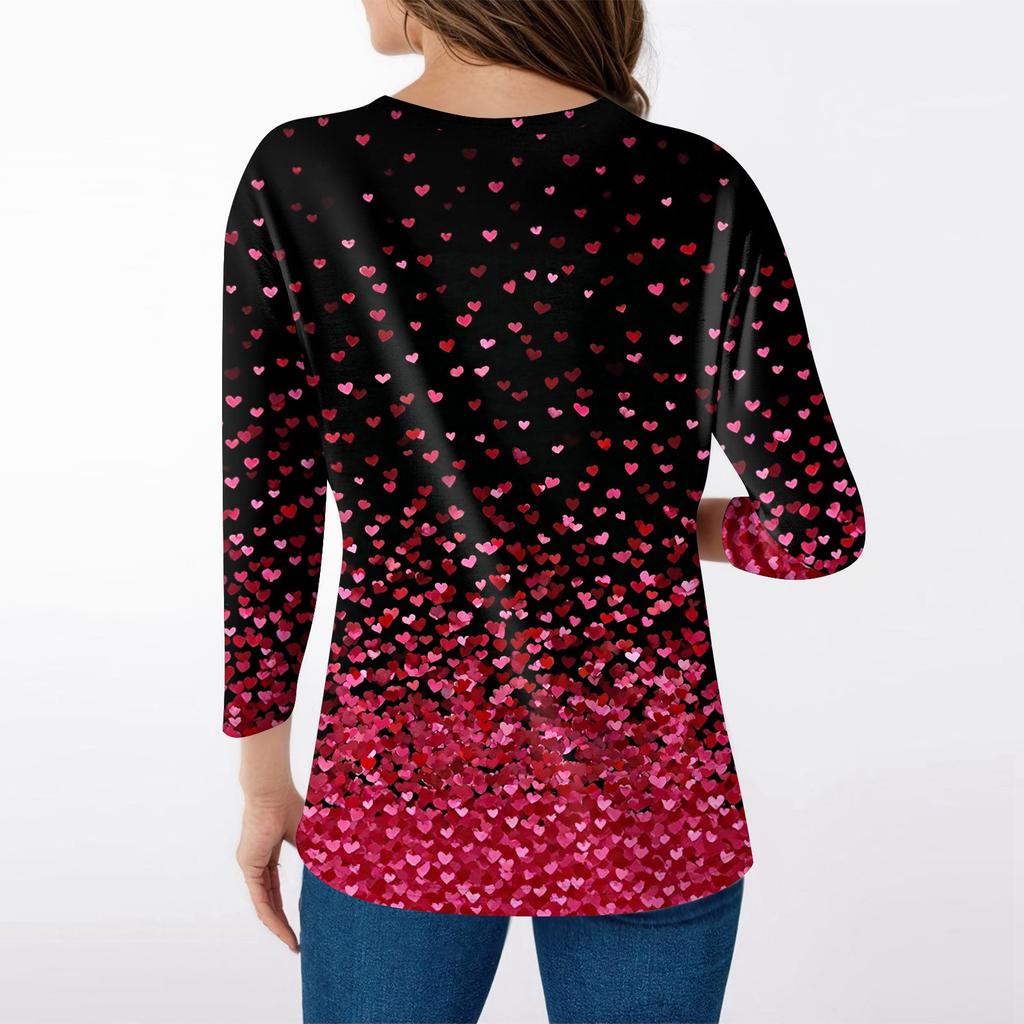 Women's T Shirt Print 3/4 Sleeve Daily Weekend Fashion Basic V- Neck Regular Top