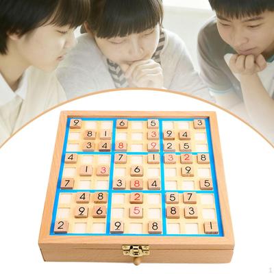 Wooden Sudoku Board Game Learning,Number Thinking Puzzles Educational Brain Teaser Playset Desktop