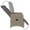 Adjustable Garden Armchair with Cushions Grey Poly Rattan