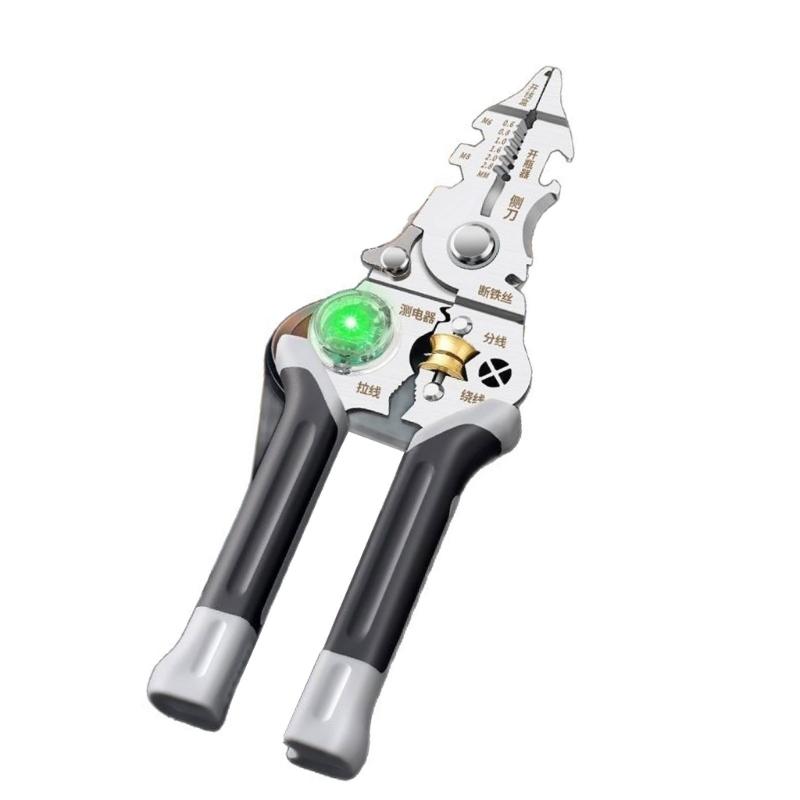 

10 IN 1 Stripping Pliers with Electricity Tester Multifunctional Wire Stripping Plier Electrician Crimping Cable Cutting 1