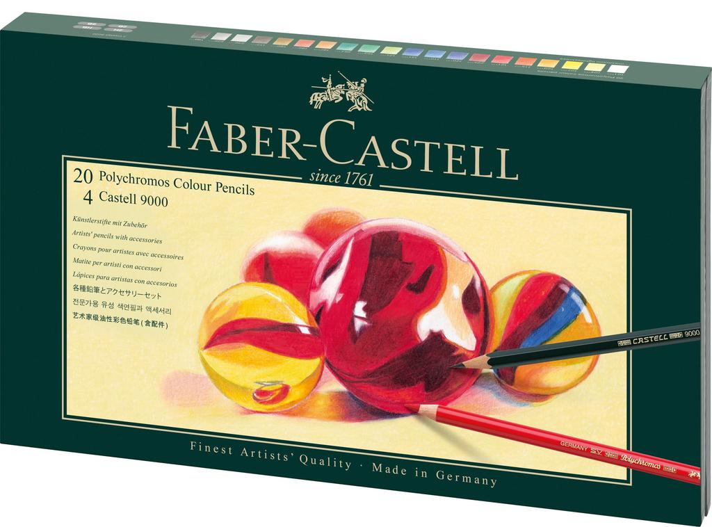 Polychromos Colored Pencils Accessory Gift Set 210051 Japanese Faber-Castell 20-Color Set, [Genuine Product]