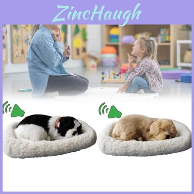 Realistic Breathing Plush Dog Model Home Decor With Faux Fur For Photography And Gift Use