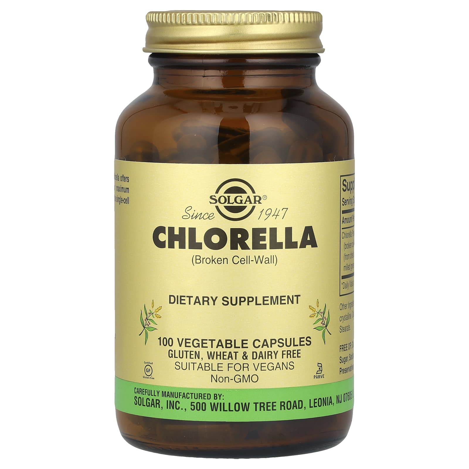 

Chlorella (Cell Wall Broken), 100 Veggie Capsules (520Mg per Capsule)