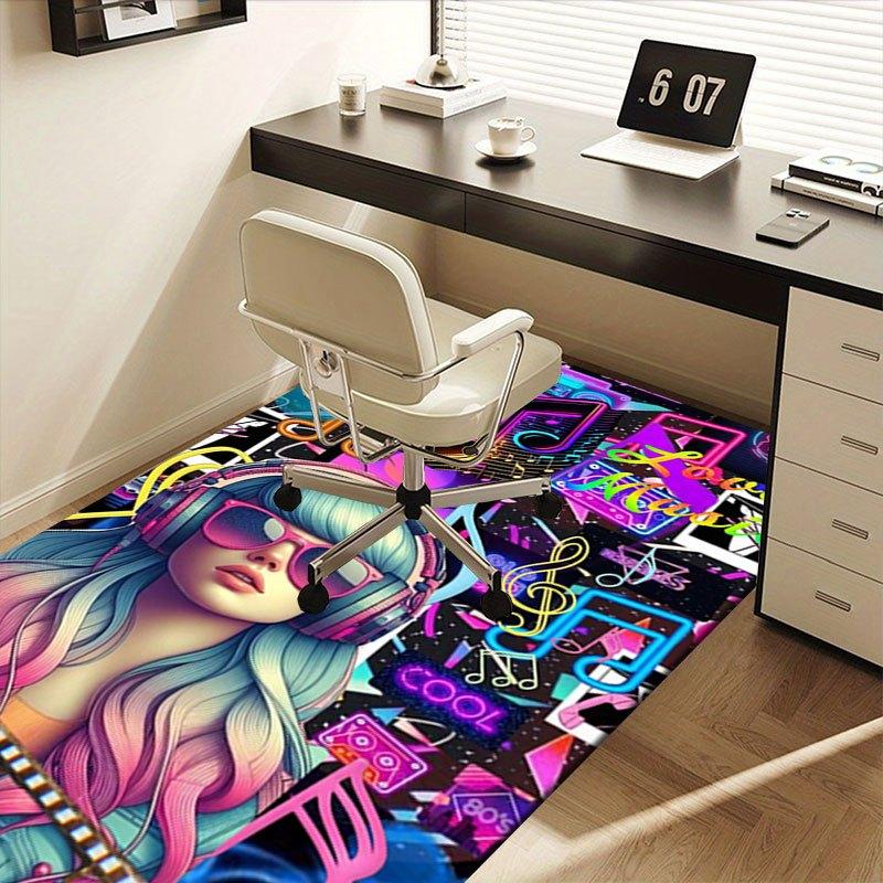 "Neon Retro Music Festival Headphones Women's Fashionable Sunglasses"Office Mat Home Decor Office Desk Chair Carpet for office ph144