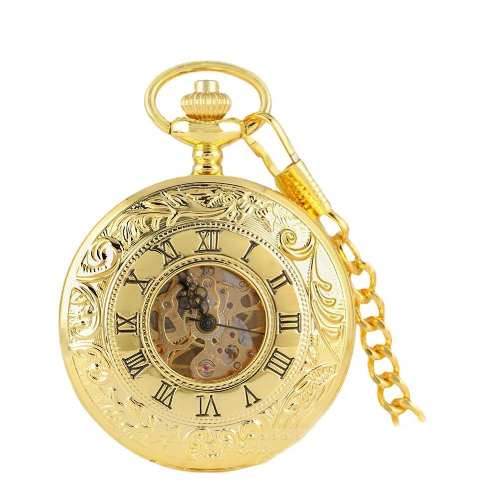 Ceas de buzunar mecanic Ceas de buzunar semi-automat cu deschidere dubla Ceas de student Colier Ceas de buzunar Retro