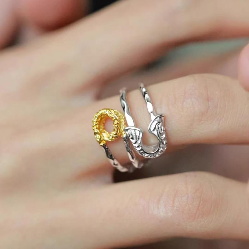 Eleganter Vintage Damast Muster Kupferring für Damen Verstellbare Größe Modeaccessoire