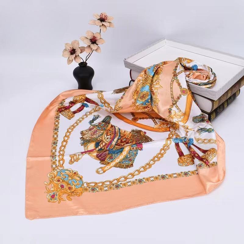 Silk Scarves Women Luxury Brand Summer Fashion Designer Head Hair Scarf Hijab Bandana Foulard Femme Headscarf