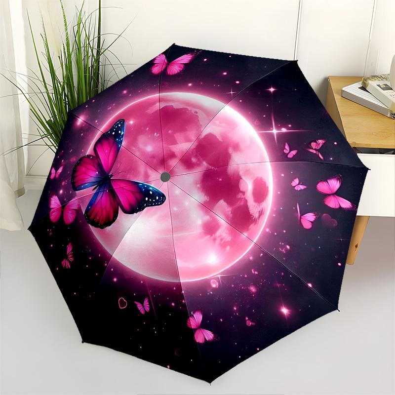 

Moonlight Butterflies Automatic Folding Umbrella Compact 8 rib Design,Unique Style,Suitable for Everyday Outdoor Use,Perfect Gift for F