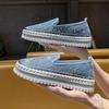 New Large-sized Rhinestone Shallow Opening Loafers, Thick-soled Lazy Shoes for One Foot